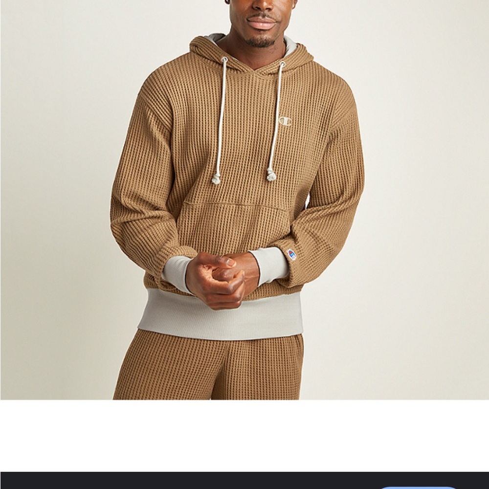 Champion Men's Tan Waffle Knit Hoodie